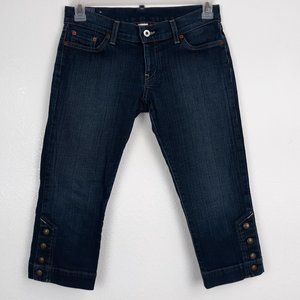 Lucky Brand Women's Crop Jeans Size 6/28 Legionnaire Ankle Snaps Dark Wash Blue